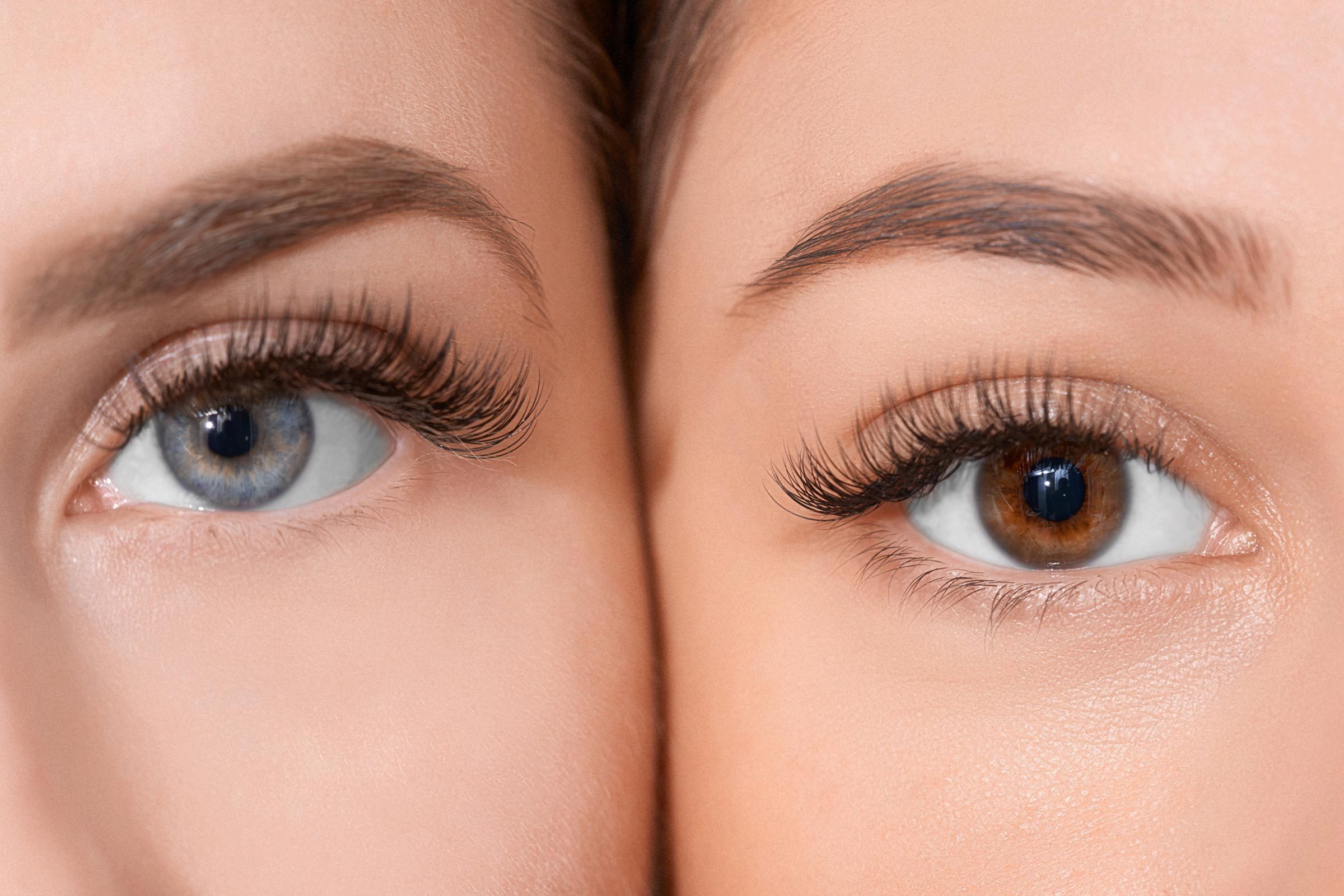 young women with different colored eyes and long eyelashes|