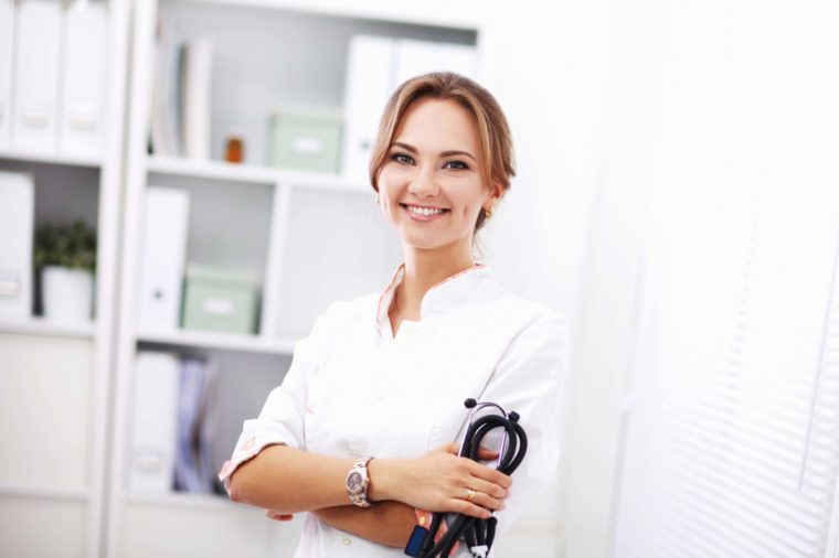 Smiling female doctor with stethoscope