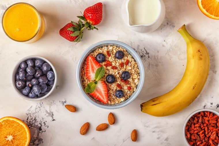 Detox and healthy superfoods breakfast in bowl. Vegan almond milk chia seeds pudding with strawberries, orange and kiwi. Top view. Flat lay|Healthy breakfast - a bowl of oatmeal, berries and fruit, orange juice, milk.|Homemade soft boiled egg and cream cheese bagel sandwich|Traditional summer breakfast: sandwiches of toast with peanut butter, berry, fruit apple, peach, blueberry, blueberry, strawberry, banana on a white marble table. |Healthy breakfast with yogurt, honey granola, fresh apricots. |Oatmeal porridge with walnuts, blueberries and banana in bowl - healthy rustic breakfast|Muffins, cakes with cranberry and pecan nuts. Christmas decoration. |Healthy   breakfast of banana oatmeal and almond milk on a wooden cutting board and white table.|Breakfast meal of scrambled eggs, salad, and toast on a white table.|Fresh homemade Poppy bagels bread with cup of milk, cream cheese and berries jam. |Stack of pancakes with fresh blueberries, nuts and honey on white plate. |Plate of delicious French toast with bananas, walnuts and dripping maple syrup.|Making Belgian waffles at home - waffle iron, kitchenware and ingredients - fresh blueberry, eggs and flour. |Detox and healthy superfoods breakfast in bowl. Vegan almond milk chia seeds pudding with strawberries, orange and kiwi. Top view. Flat lay|homemade granola bars