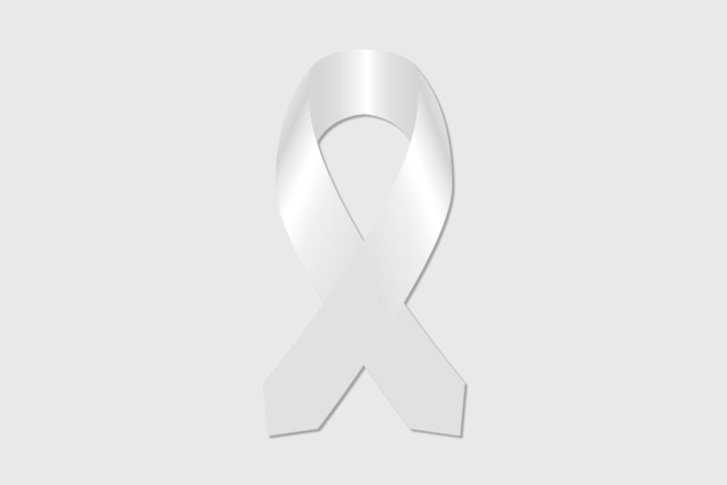 Lung Cancer Awareness Month White Color Ribbon Isolated On