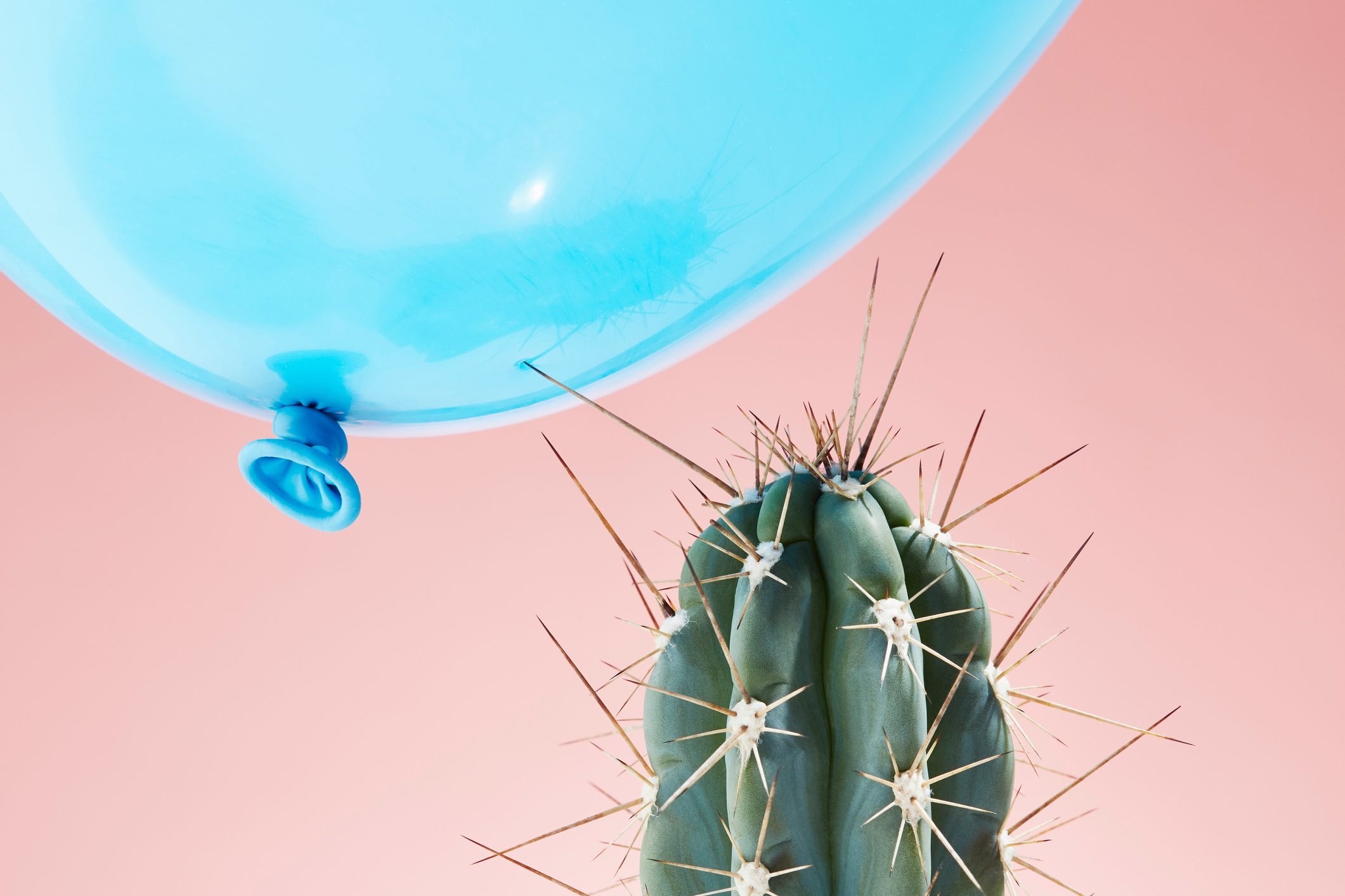 stress concept with cactus and balloon