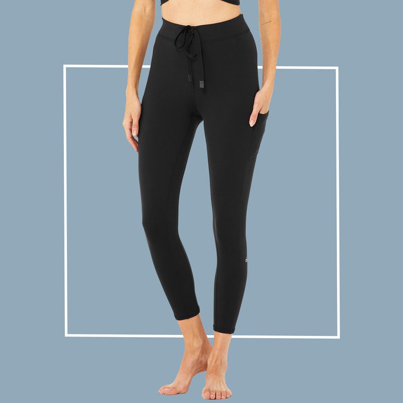 Alo Yoga Checkpoint 7/8 High-waist Pocket Leggings In Black