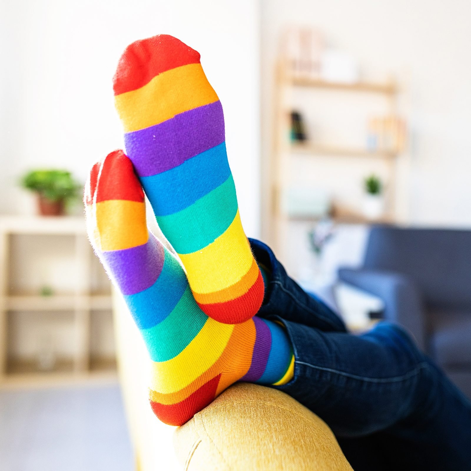 Rainbow Striped Toe Socks - Pair