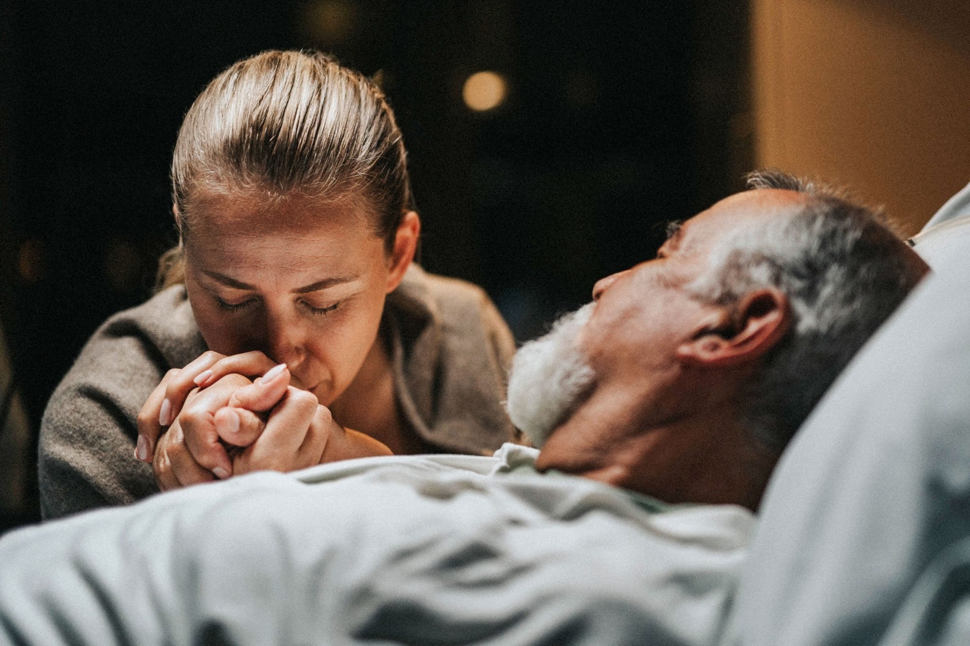 Daughter Kissing On Hand Of Father Lying Down In Hospital|Home Caregiver With Senior Man In Bathroom|Hospice With Nurse Care Giver At Home|Old Married Couple In Hospital|Senior Man In Wheelchair Looking Out Window|Doctor Holding Hands Asian Elderly Woman Patient|Nurse Measuring The Pressure Of Senior Woman In The Bedroom In A Nursing Home|Close Up Of Caregiver Holding Senior Patient Hand