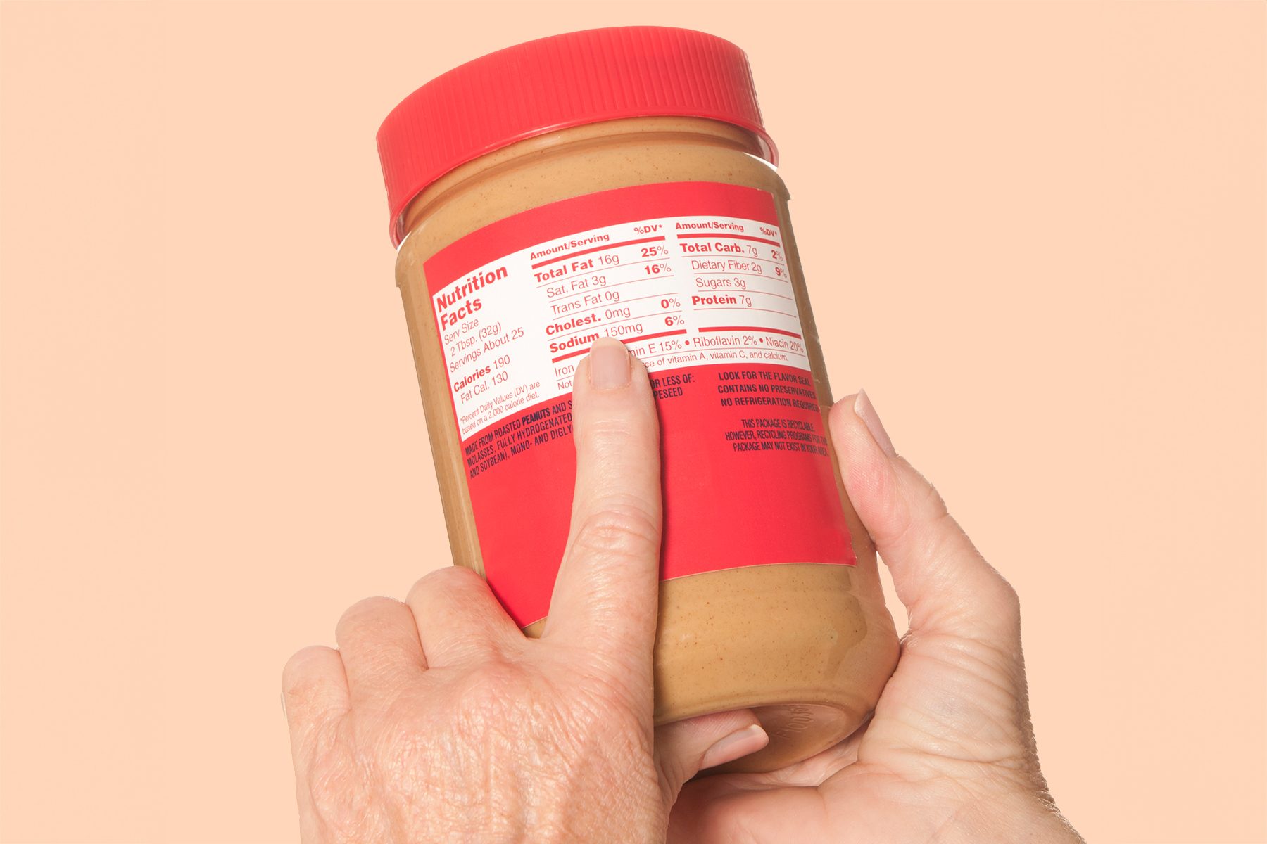 Nutrition Label On A Jar Of Peanut Butter