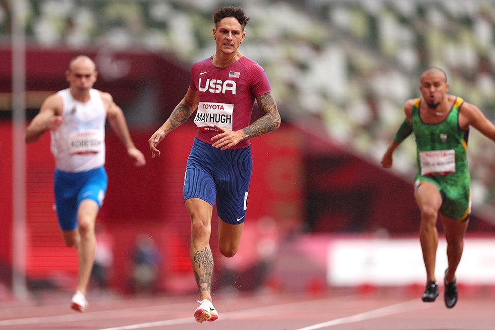 Nick Mayhugh of Team United States competes in the Men's 200m